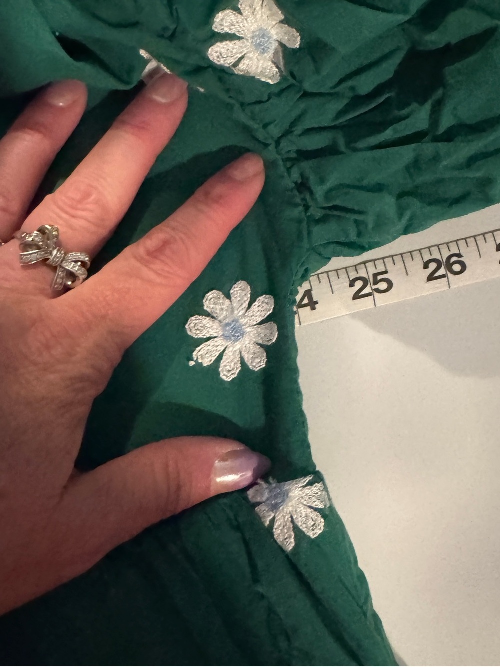 Hayden - Floral Embroidered Puff Sleeve Midi Dress - Green - 1X - Picture 6 of 8